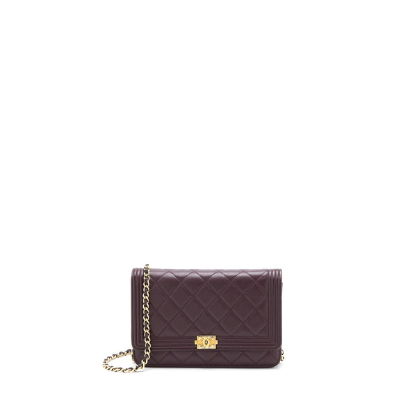 Chanel Boy Wallet on Chain Caviar Burgundy GHW