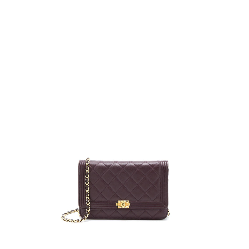 Chanel Boy Wallet on Chain Caviar Burgundy GHW