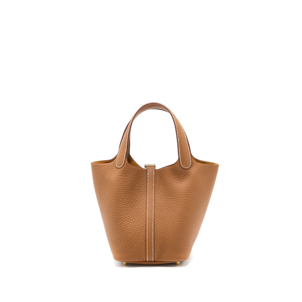 Hermes Picotin 18 Lock Bag Clemence Gold GHW Stamp U