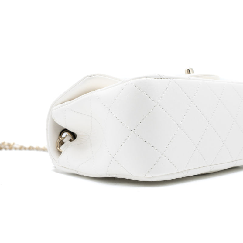 Chanel 23C Pearl Crush Mini Rectangular Flap Bag Lambskin White LGHW (Microchip)