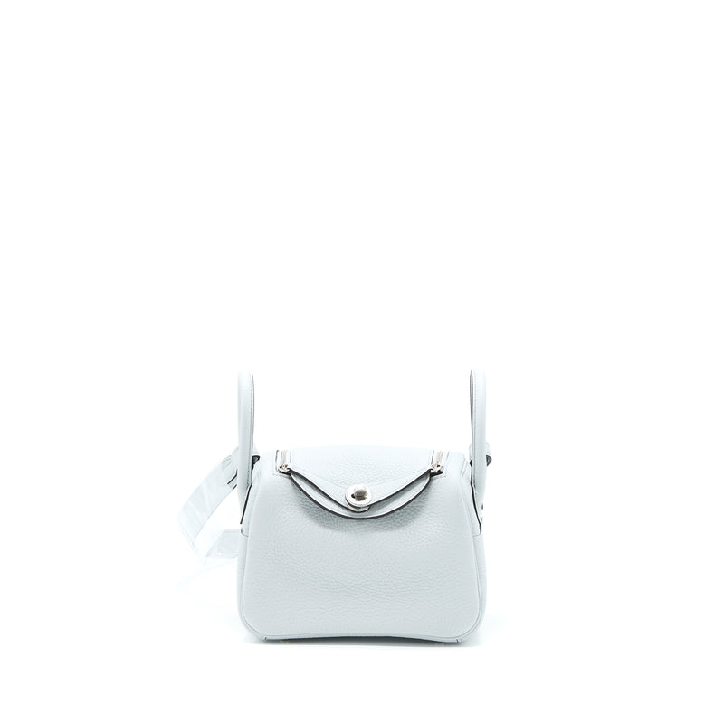 Hermes Mini Lindy Clemence Blue Pale SHW Stamp U