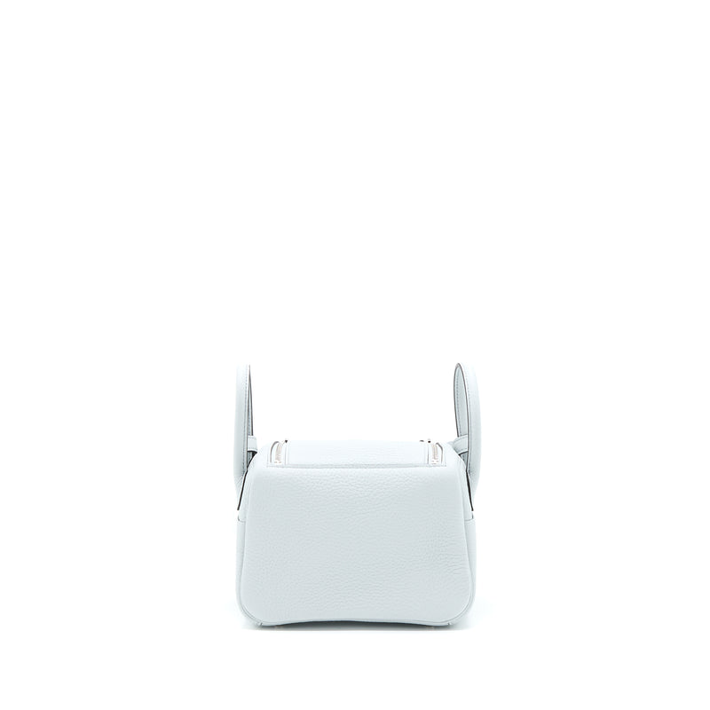 Hermes Mini Lindy Clemence Blue Pale SHW Stamp U