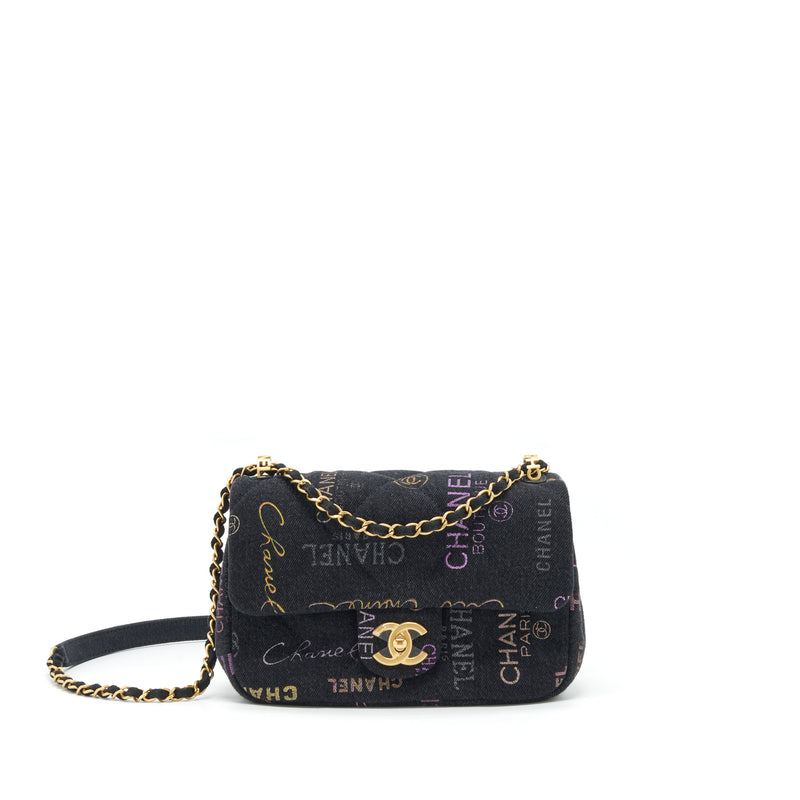 Chanel 22P Small Flap Bag 23cm Denim Black GHW (Microchip)