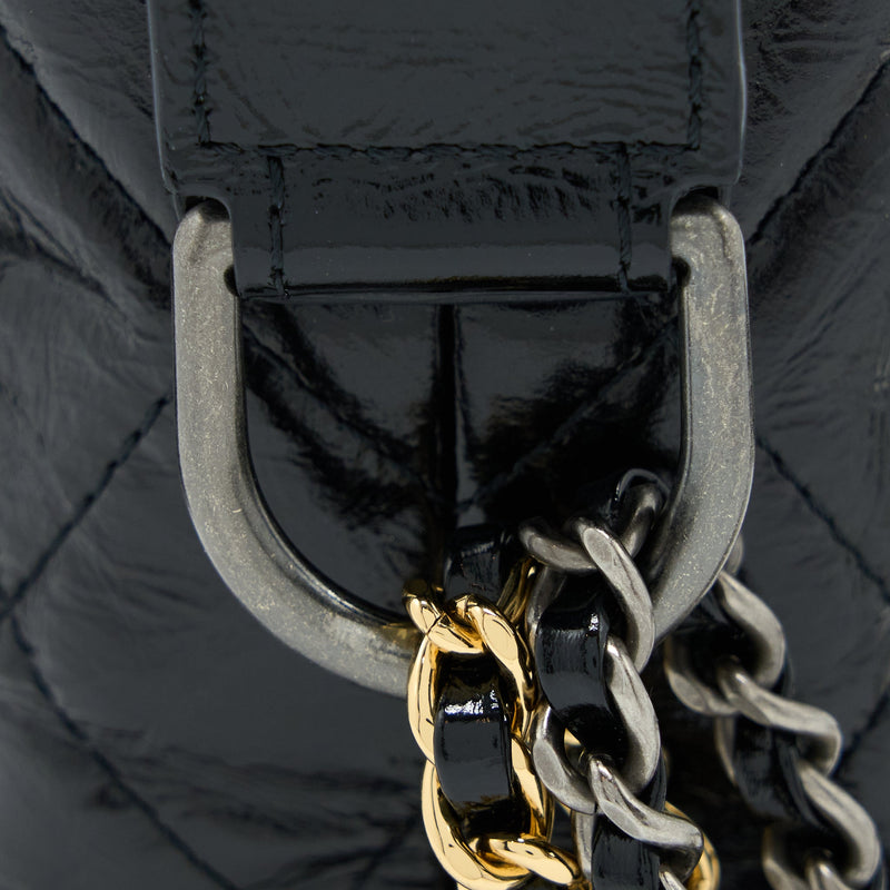 Chanel Small Gabrielle Hobo Bag Shiny Calfskin Black Multicolour Hardware