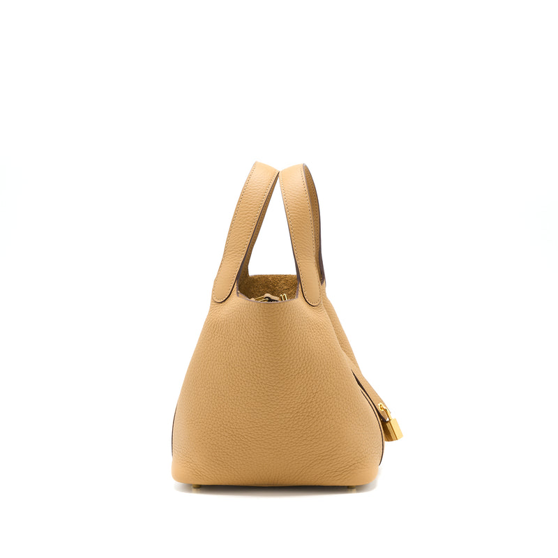 Hermes Picotin 18 Lock Bag Clemence Biscuit GHW Stamp Z