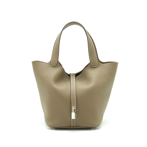 Hermes Picotin 22 Lock Bag Clemence Etoupe SHW Stamp Y