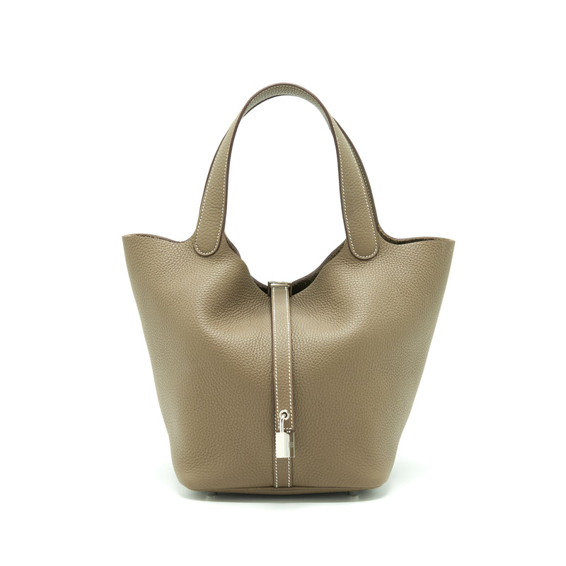 Hermes Picotin 22 Lock Bag Clemence Etoupe SHW Stamp Y