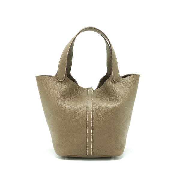 Hermes Picotin 22 Lock Bag Clemence Etoupe SHW Stamp Y