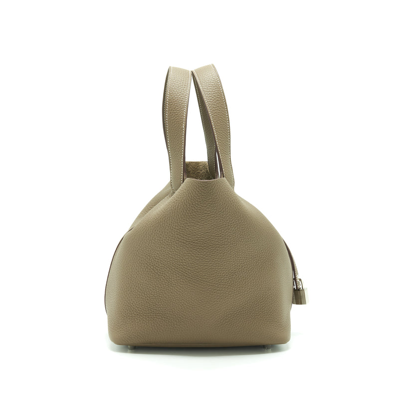 Hermes Picotin 22 Lock Bag Clemence Etoupe SHW Stamp Y