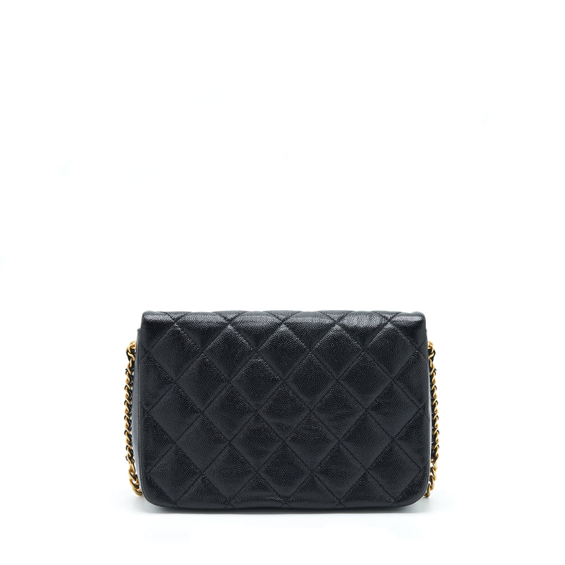 Chanel 22P Medium Melody Bag Grained Calfskin Black GHW (Microchip)