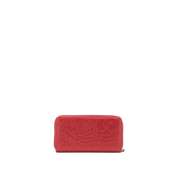 Chanel Camellia Long Wallet Lambskin Red SHW