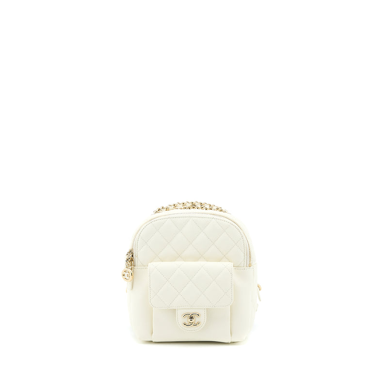 chanel mini cc day backpack Chanel Quilted Mini CC Day Backpack Caviar White LGHW