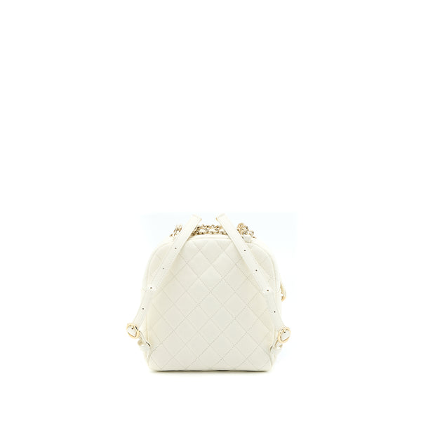 Chanel Quilted Mini CC Day Backpack Caviar White LGHW