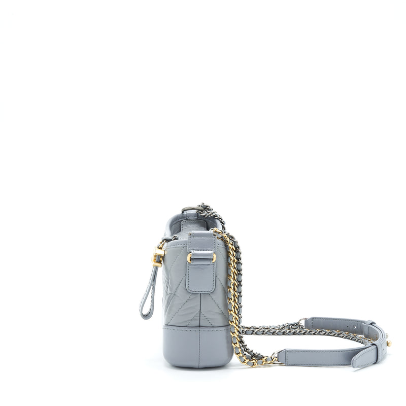 Chanel Chevron Small Gabrielle Hobo Bag Grey With Multicolour Hardware