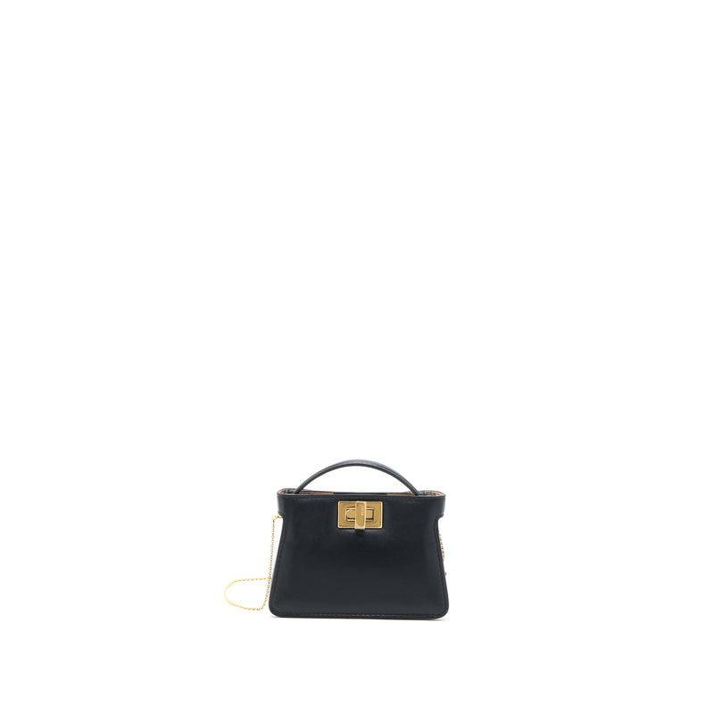 Fendi Nano Peekaboo Charm Lambskin Black GHW