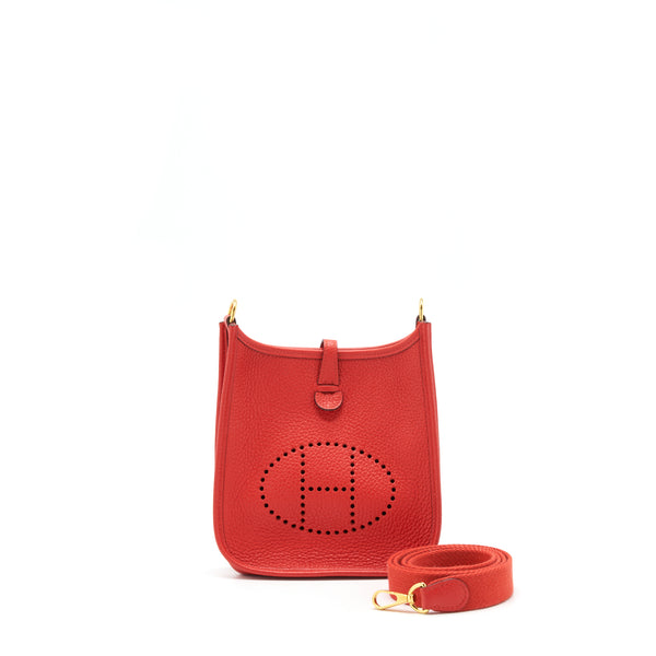 Hermes Mini Evelyne 16 Clemence Rouge Tomate GHW Stamp Y