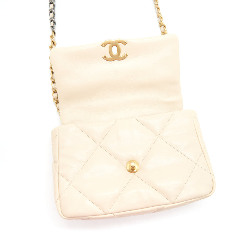 CHANEL SMALL 19 BAG BEIGE GOAT SKIN