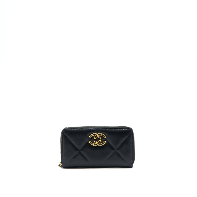 Chanel 19 Zip Wallet Goatskin Black GHW