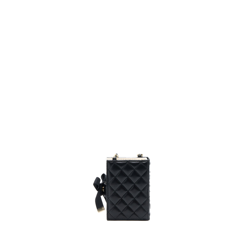 Chanel 22B Mini Book Card Holder With Chains Lambskin Black LGHW