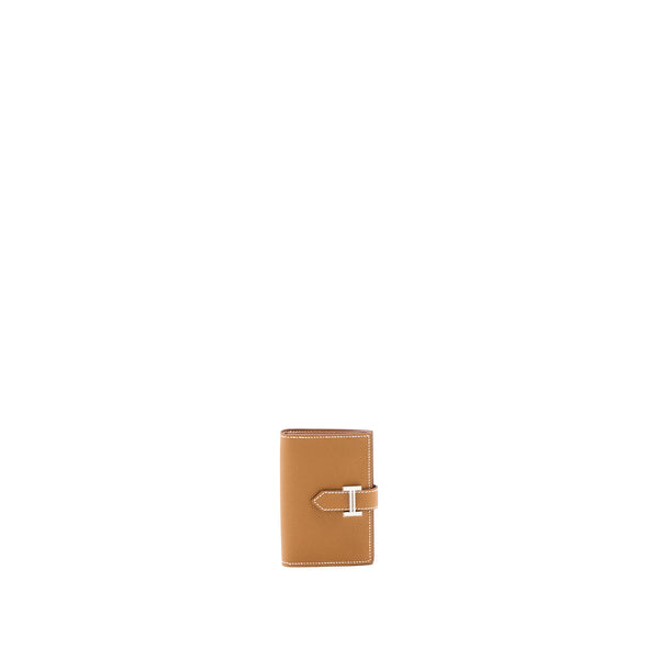 Hermes Bearn Cardholder Epsom Gold SHW Stamp U