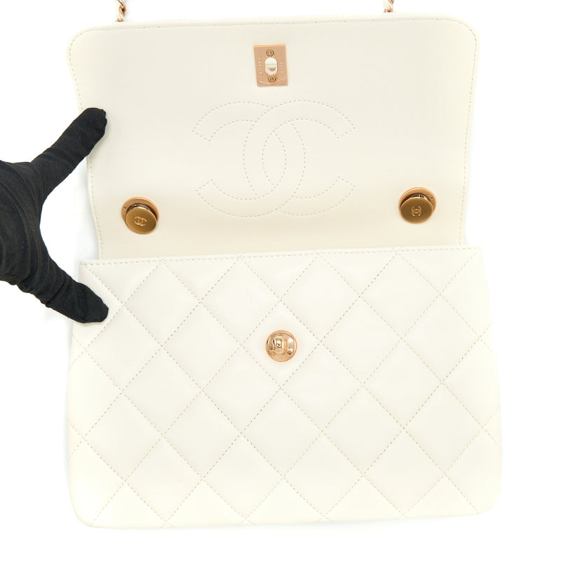Chanel Small Trendy CC Lambskin White RGHW (Microchip)