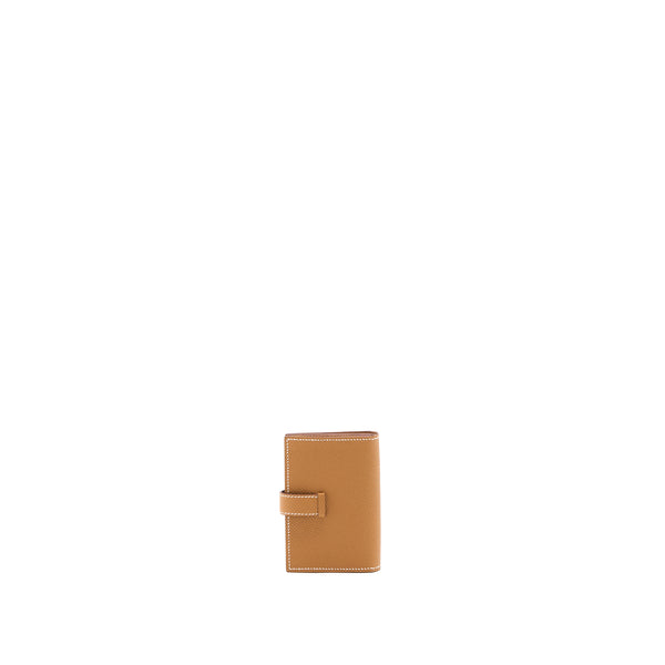 Hermes Bearn Cardholder Epsom Gold SHW Stamp U