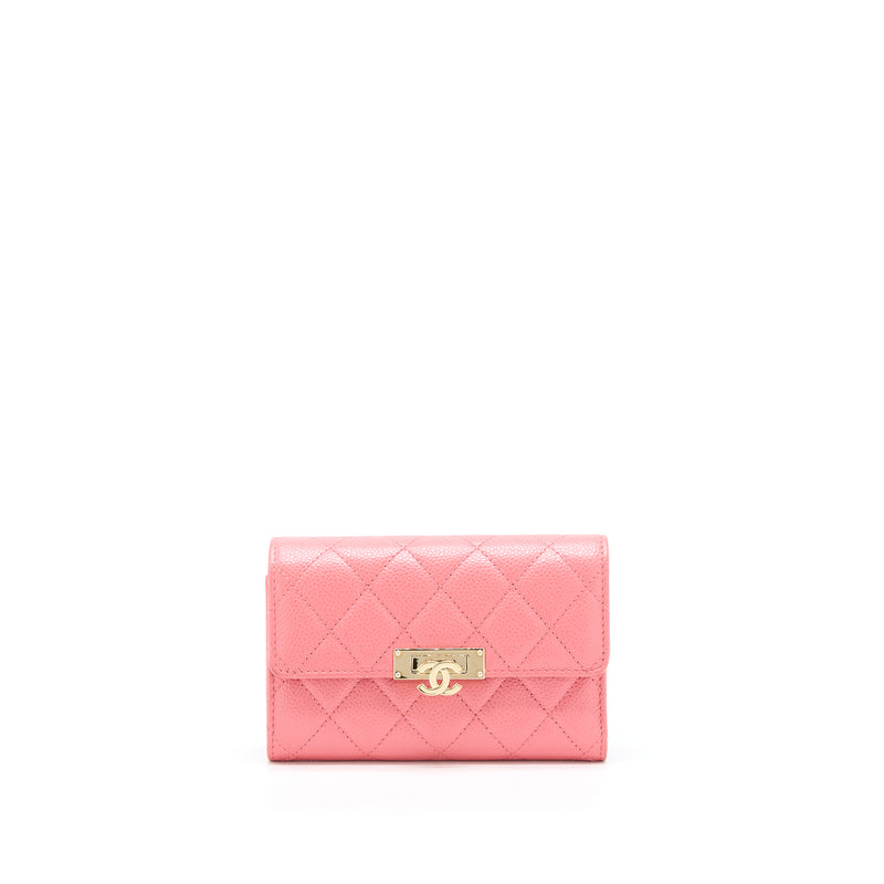 Chanel Flap Wallet Caviar Rose Pink LGHW