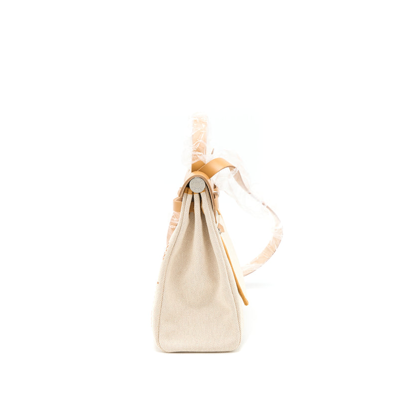 Hermes Herbag Zip 31 Toile H En Relief Brides Sable/ Ecru Beige/ Nat Sable STAMP Z