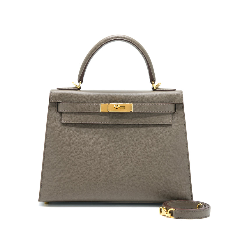 Hermes Kelly 28 Sellier Epsom 8F Gris Etain GHW Stamp D