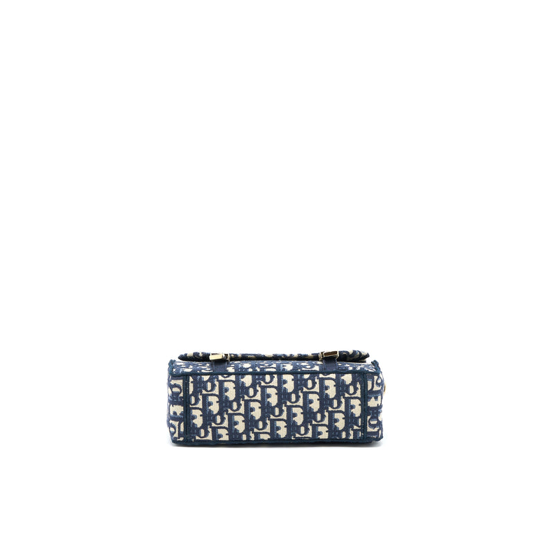 Dior Small Diorcamp Bag Blue Oblique Embroidery LGHW