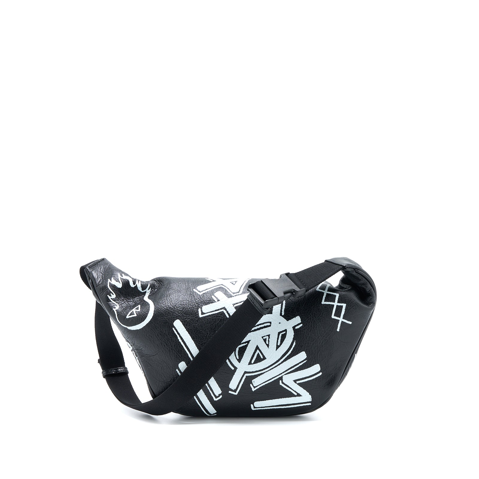 Balenciaga Graffiti Waist Bag Leather Black Ruthenium Hardware