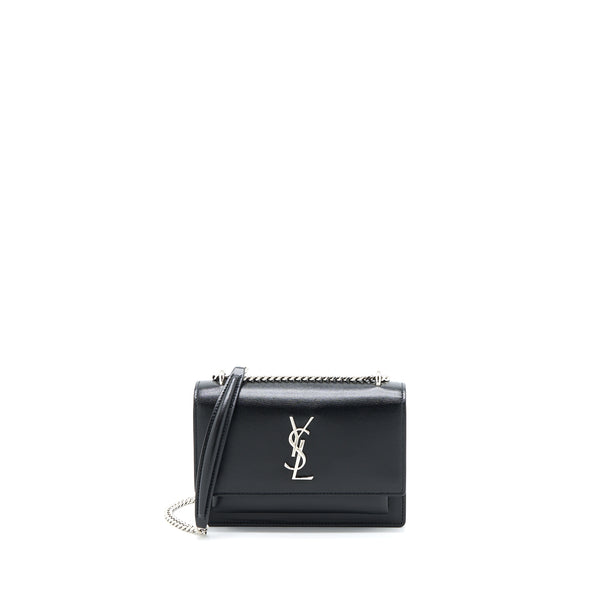 Saint Laurent Sunset Chain Wallet Smooth Calfskin Black SHW