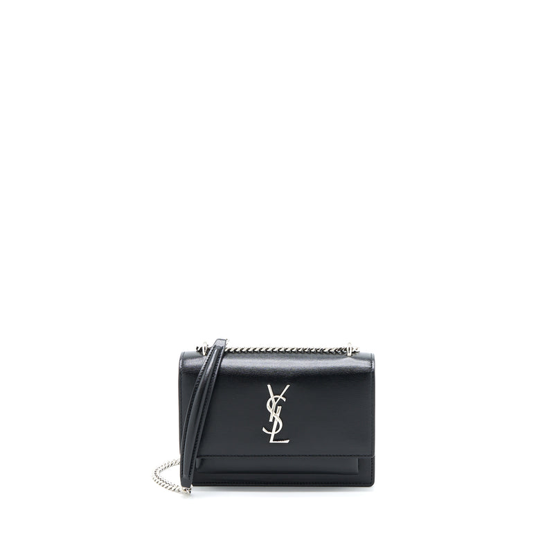 Saint Laurent Sunset Chain Wallet Smooth Calfskin Black SHW