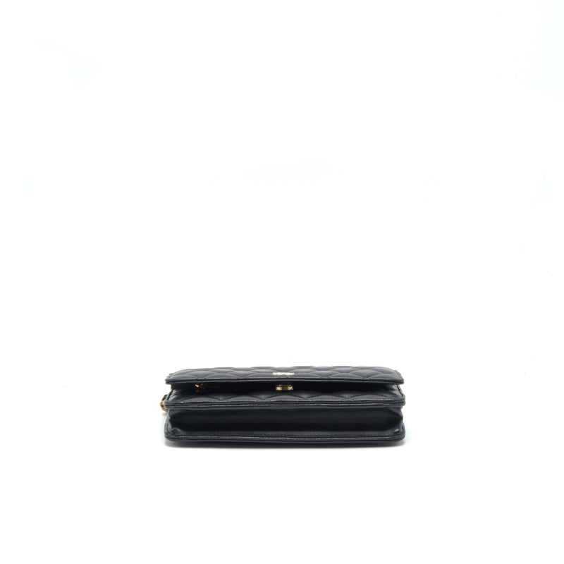 Chanel Ribbon Wallet On Chain Lambskin Black LGHW (Microchip)