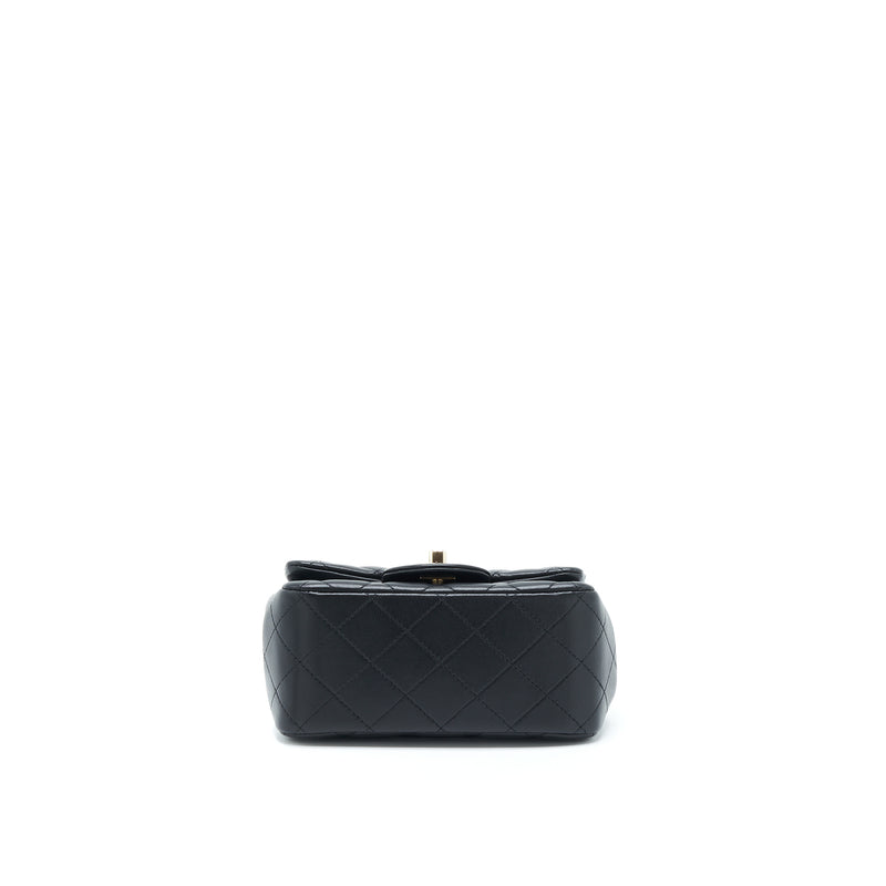 Chanel Mini Square Flap Bag Lambskin Black LGHW