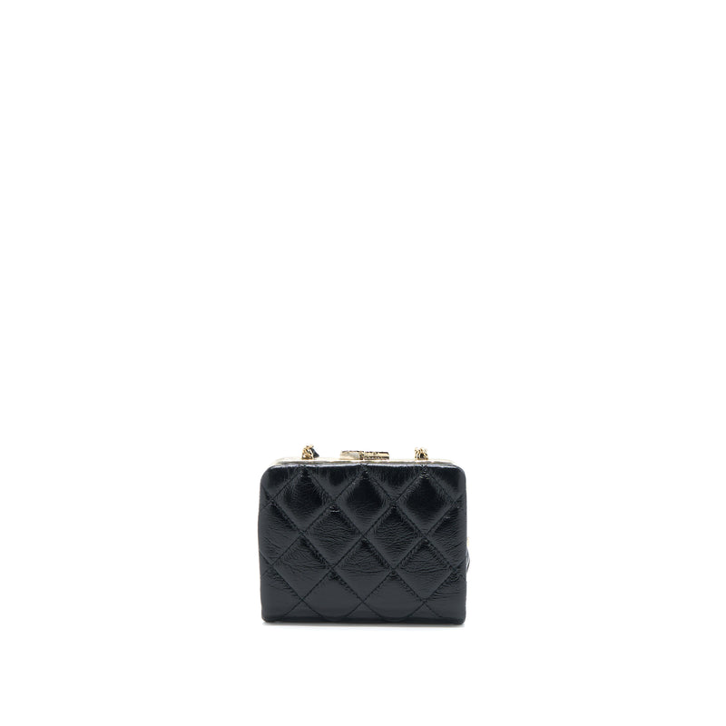 Chanel Quilted Mini Clip With Chain Aged Calfskin Black LGHW