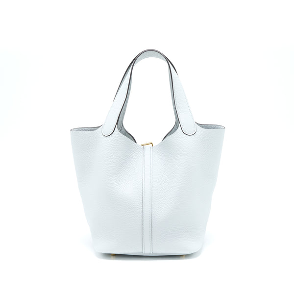 Hermes Picotin 22 Clemence Bleu Pale GHW Stamp U