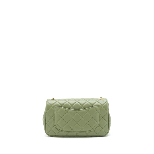 Chanel Pearl Crush Mini Rectangular Flap Bag 21B Lambskin Green GHW