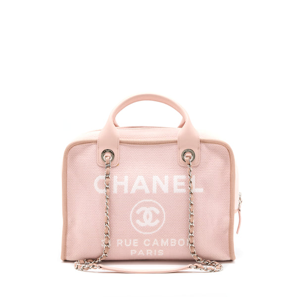 Chanel Deauville Bowling Bag Canvas/Leather Light Pink SHW