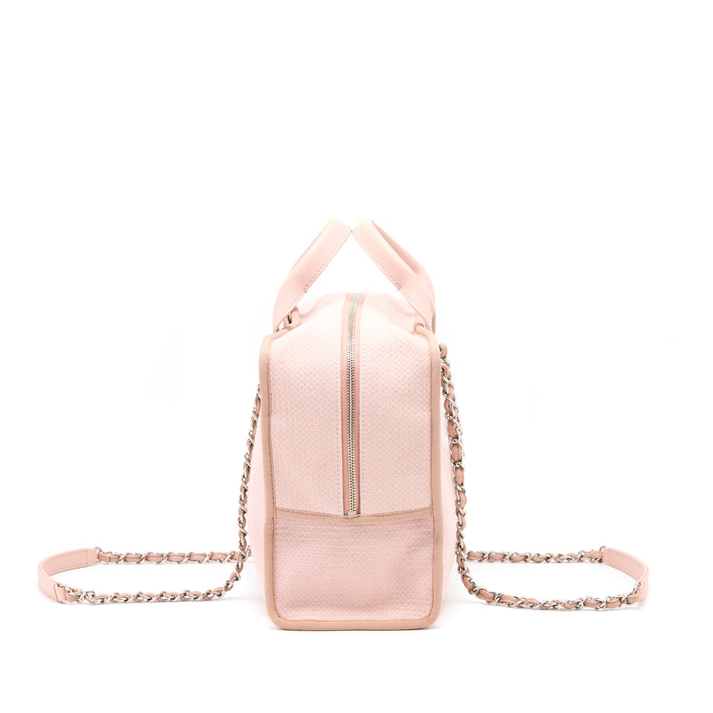 Chanel Deauville Bowling Bag Canvas/Leather Light Pink SHW
