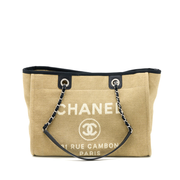 Chanel Deauville Tote Canvas Dark Beige SHW