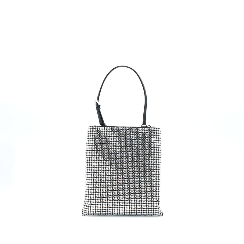 Prada Crystal Satin Handbag With Crystal Black SHW