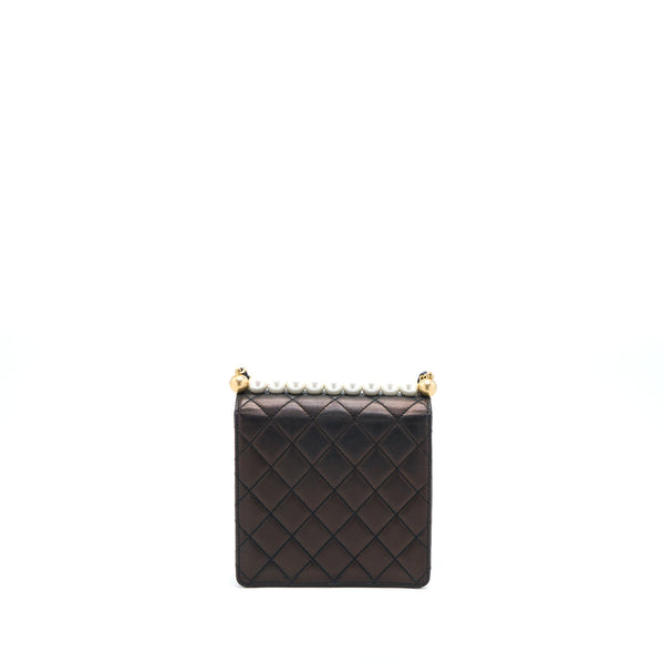 Chanel Vertical Pearl Flap Bag Goatskin Black GHW