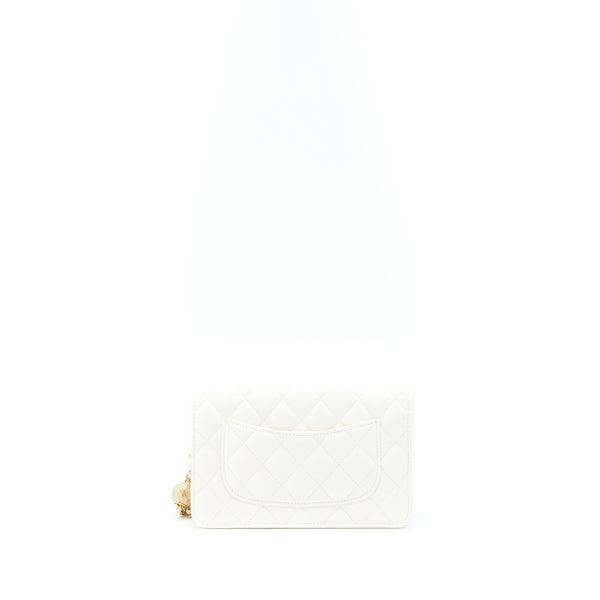 Chanel Pearl Crush Wallet On Chain Lambskin White GHW (Microchip)