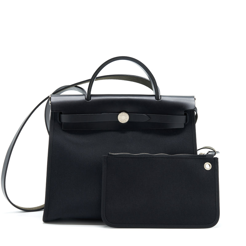 Hermes Herbag Zip 31 Bag Canvas Black SHW Stamp T