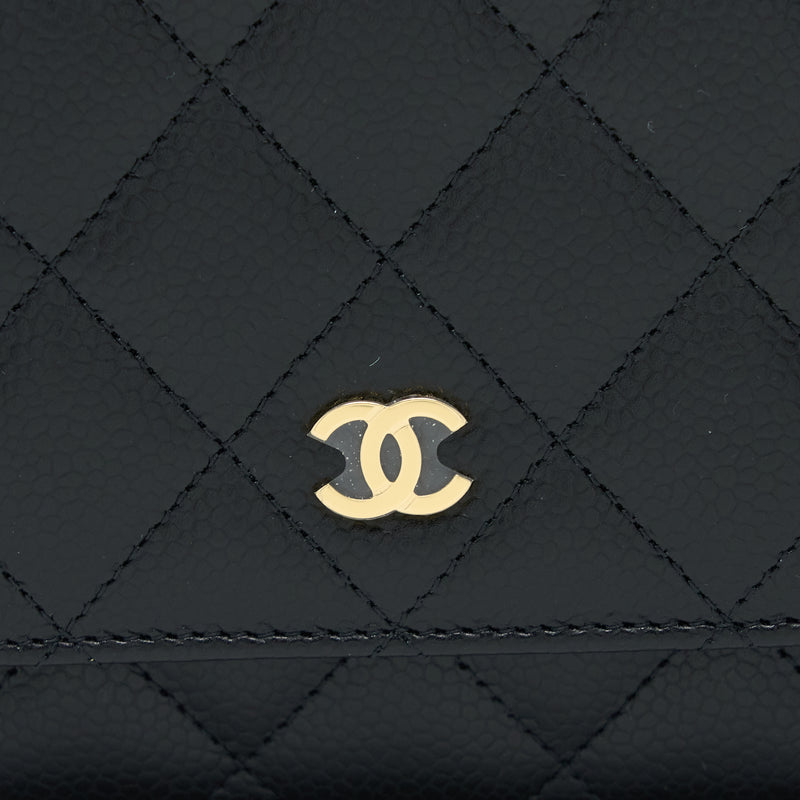 Chanel Classic Wallet on Chain 21A Gray Quilted Caviar with light