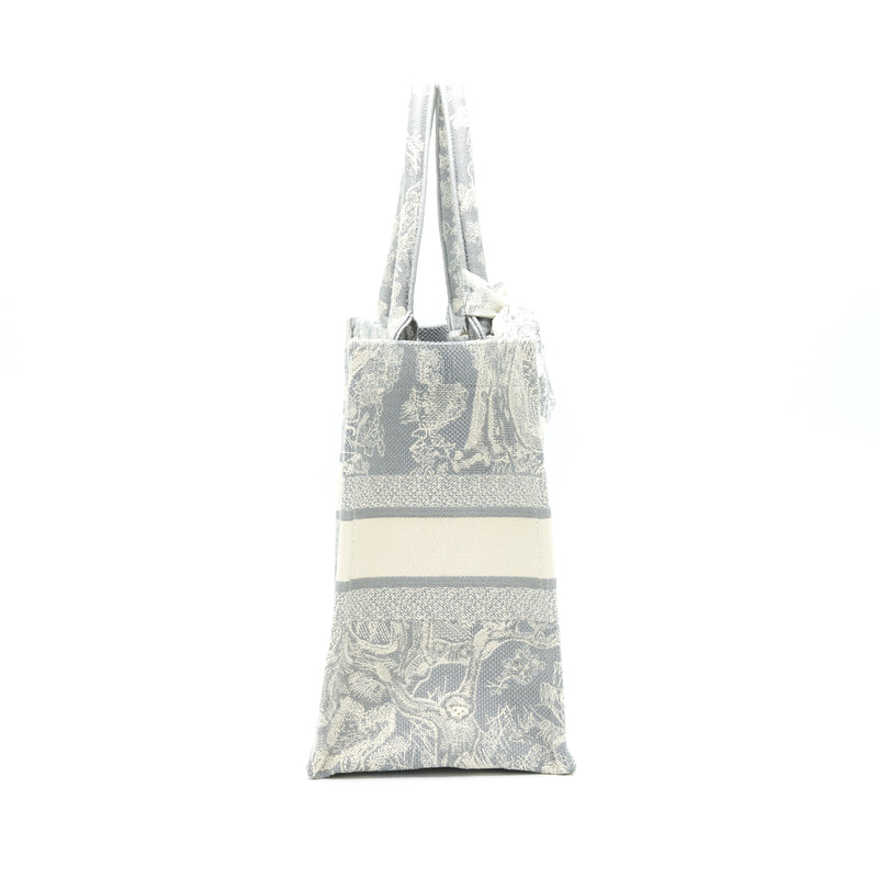 Dior Small Book Tote Gray Toile de Jouy Reverse Embroidery with an extra Small scarf