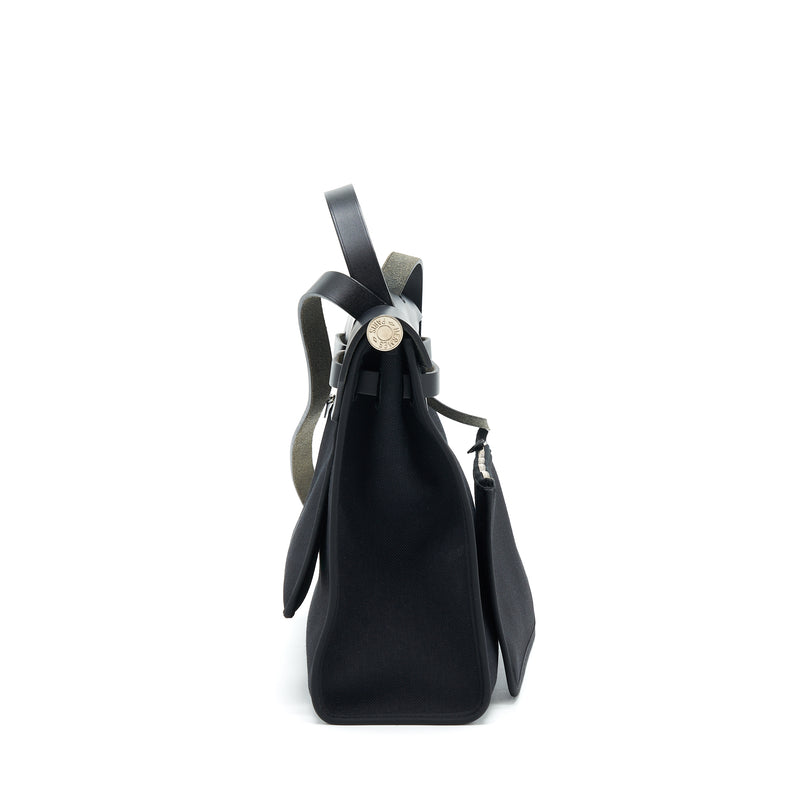 Hermes Herbag Zip 31 Bag Canvas Black SHW Stamp T