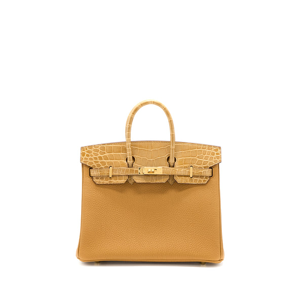 Hermes Birkin 25 Touch Crocodile Niloticus/Togo Caramel/Tabac Camel GHW Stamp Y