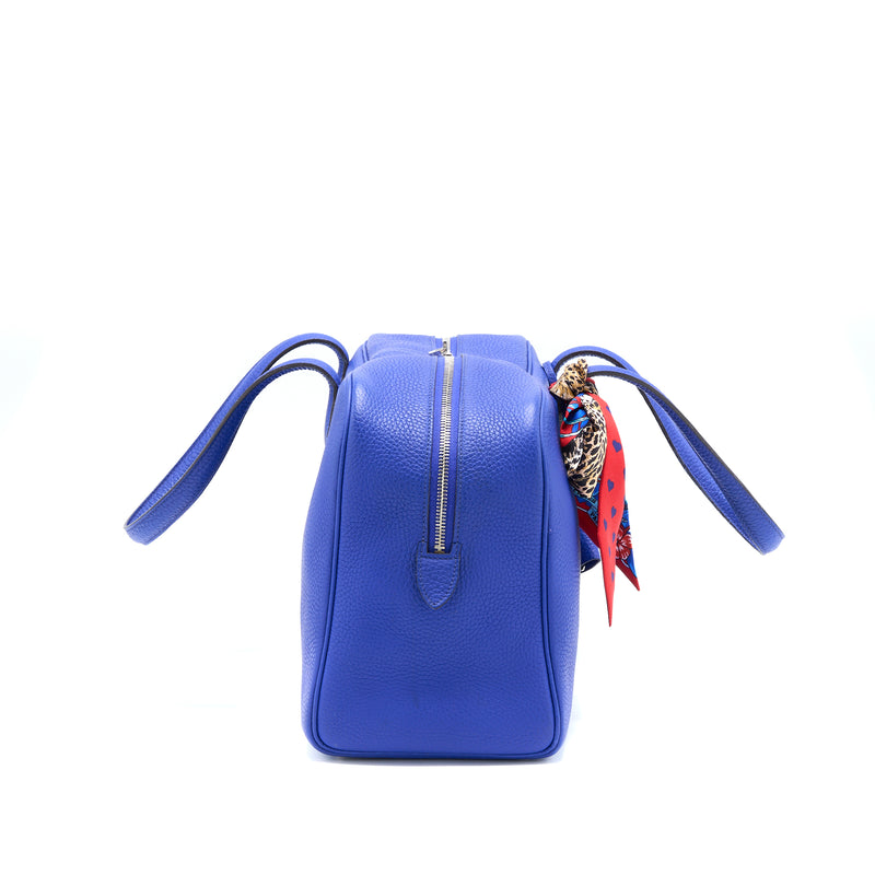 Hermes Victoria 35 Clemence Electric Blue SHW Stamp Square P